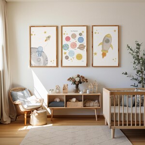 Habitación para niños - espacio de la serie de carteles - A4 - habitación para niños - bebé - niña - niño - regalo - cartel planetario - espacio - alemán - hecho a mano