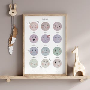 Habitación Infantil - Póster Sentimientos - A4 - Habitación Infantil - Bebé - Niña - Niño - Regalo - Póster Sentimientos - Sentimientos - Alemán - Hecho a mano