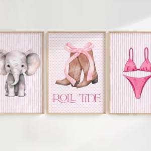 University of Alabama/Wall Art Pink/Digital Download/Dorm Decor/Set of 3/Roll Tide/Tuscaloosa/College Prints/Bama Wall Art/Bama Prints/Dorm