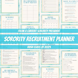 Sorority Planner, Einstellungsplaner, Klasse von 2029, Einstellungsempfehlung, Sorority Rush Checklist, Rush Packlist, Rush Organizer