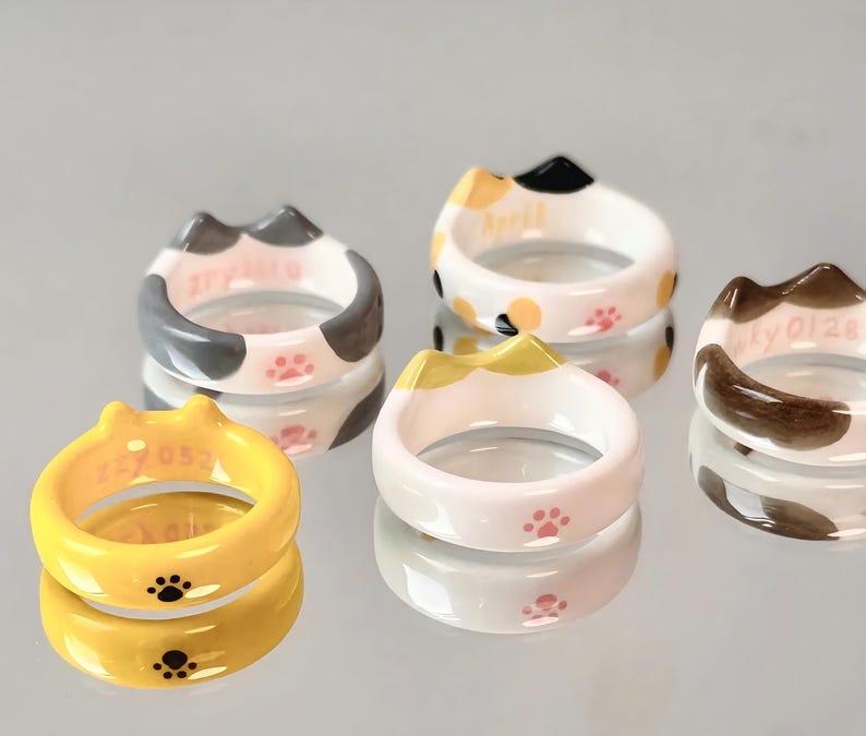 Haustier Foto Ring, Haustier Gedenkgeschenk, Haustier-Liebhaber-Geschenk, handgemachter benutzerdefinierter Haustier-Porträtring, personalisierter Haustierring, niedlicher Ring Bild 12