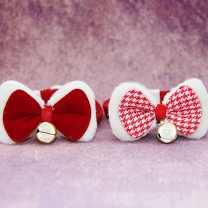 Christmas Pet Collar Bowtie: Personalized Cat Dog Collar with Engraved ID Tag