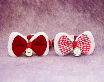 Christmas Pet Collar Bowtie: Personalized Cat Dog Collar with Engraved ID Tag
