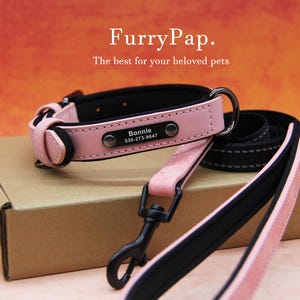 Custom Dog Collar, Reflective Personalized Collar, Custom Engraved Pet ID Tag, Keep Your Pets Safe, Rainbow-Like Colors, Stylish Dog Collar Pink