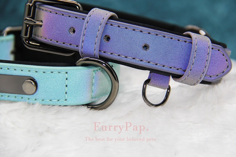 Custom Dog Collar, Reflective Personalized Collar, Custom Engraved Pet ID Tag, Keep Your Pets Safe, Rainbow-Like Colors, Stylish Dog Collar image 19