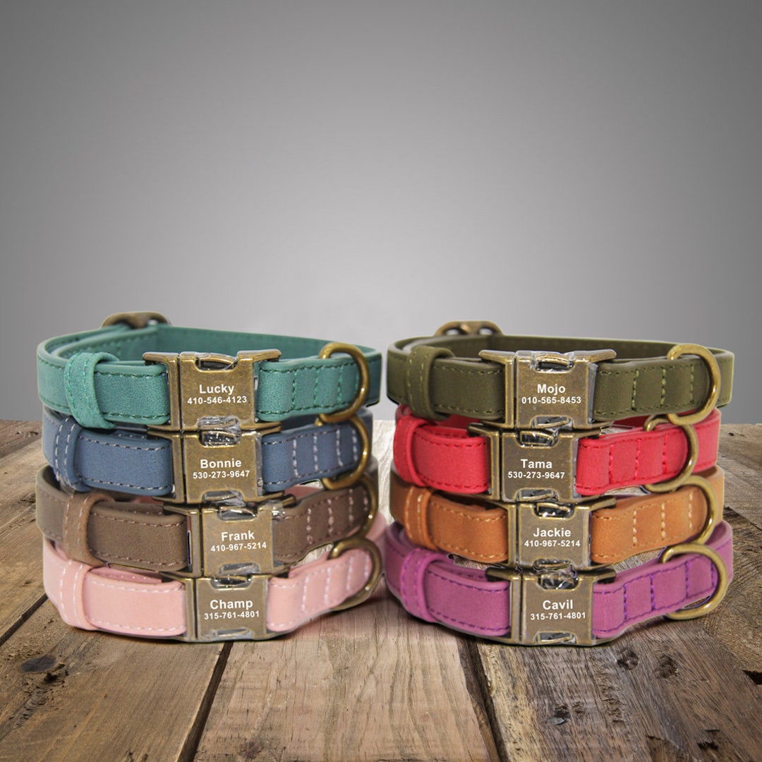 Personalized Leather Dog Collar: Rustic Engraved Buckle, Soft Leather ...