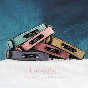 Personalized Reflective Leather Pet Collar: Custom Engraved Tag
