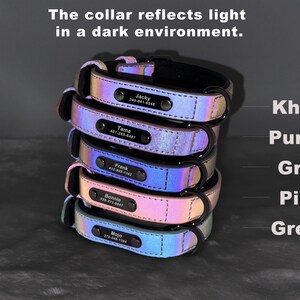 Custom Dog Collar, Reflective Personalized Collar, Custom Engraved Pet ID Tag, Keep Your Pets Safe, Rainbow-Like Colors, Stylish Dog Collar image 3