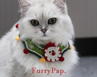 Hand-Knitted Christmas Pet Scarf: Santa Cat Costume