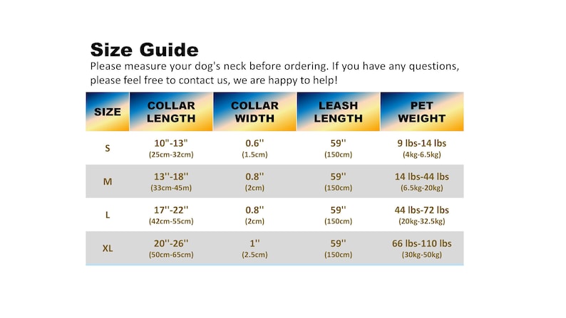 Colar Sizes Table Reflective Dog Collar: Personalized Engraved Buckle, Neoprene Padding ...