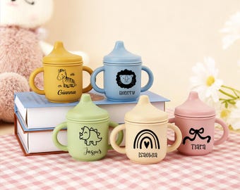 Personalized Silicone Sippy Cup, Engraved Name Sippy Cup, Silicone Cup With Straw,Toddler Cup, Baby Gift,Silicone Cup with Lid