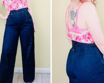 Pantalones vaqueros marineros vintage Ralph Lauren Green Label Mariner de los años 90 / Talla M