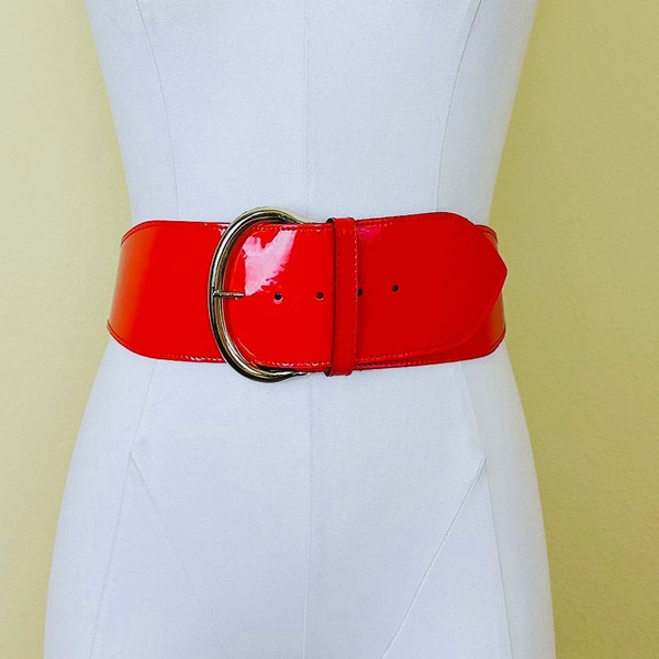 Vintage Patent Leather Wide Belt 34