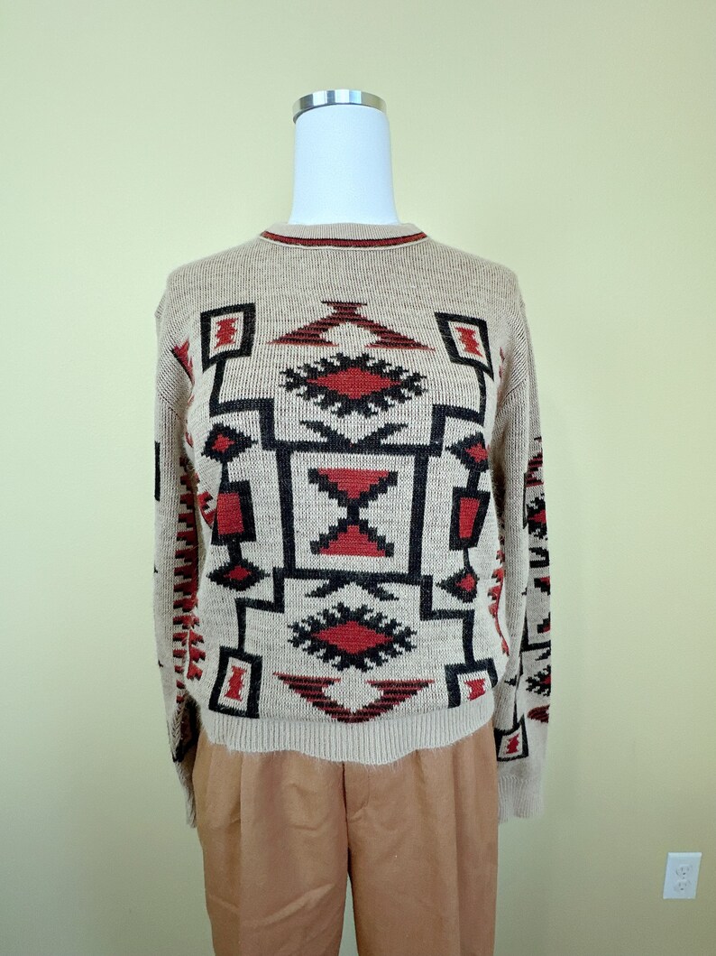 1970s Vintage Alpen-Cortina Brown Southwestern Sweater / 70s / Seventies Brown Knit Western Jumper / Large image 2