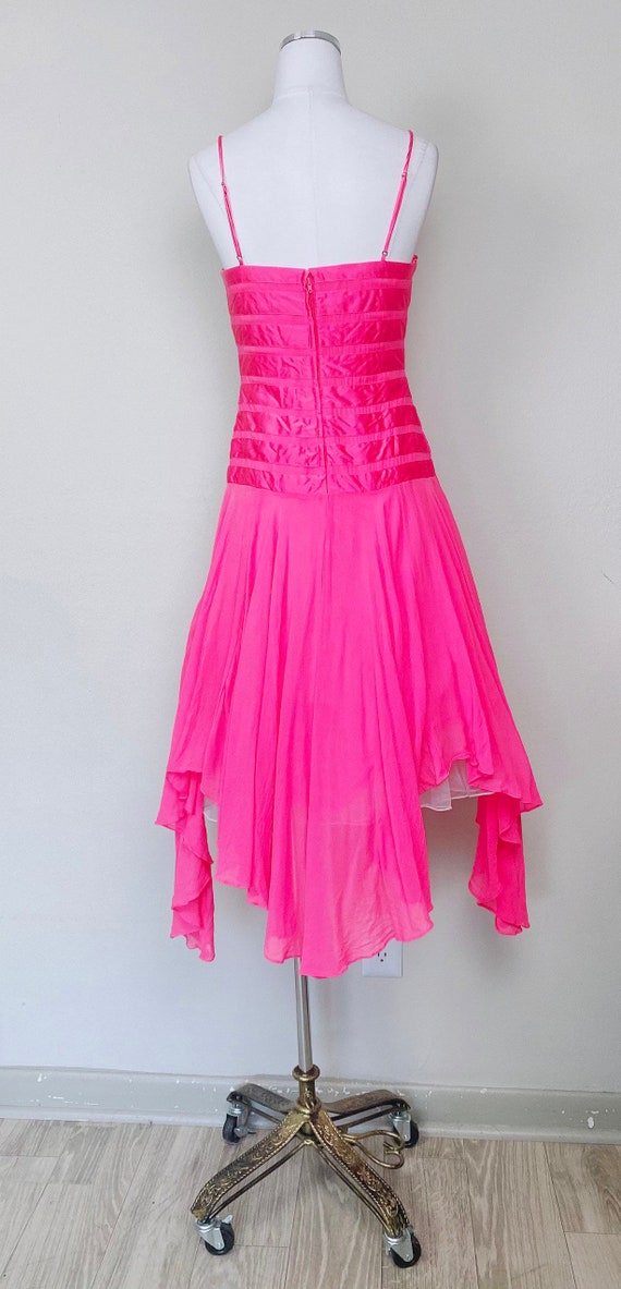 Y2K Vintage BCBG Pink Silk Striped Party Dress / … - image 6