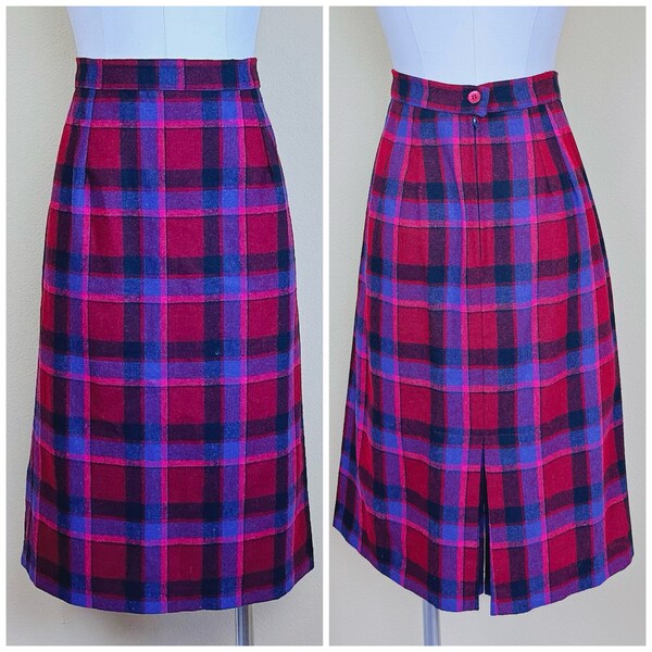 Alexander Plaid Stitched Down Kick Pleat Skirt main image 0