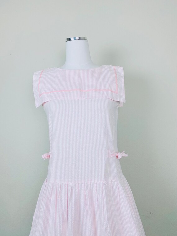 1980s Vintage Cotton Pink and White Striped Nauti… - image 6