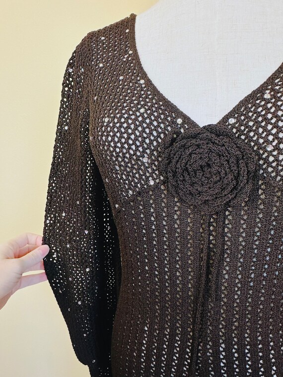 1960s Sheer Yellow Crochet Dress