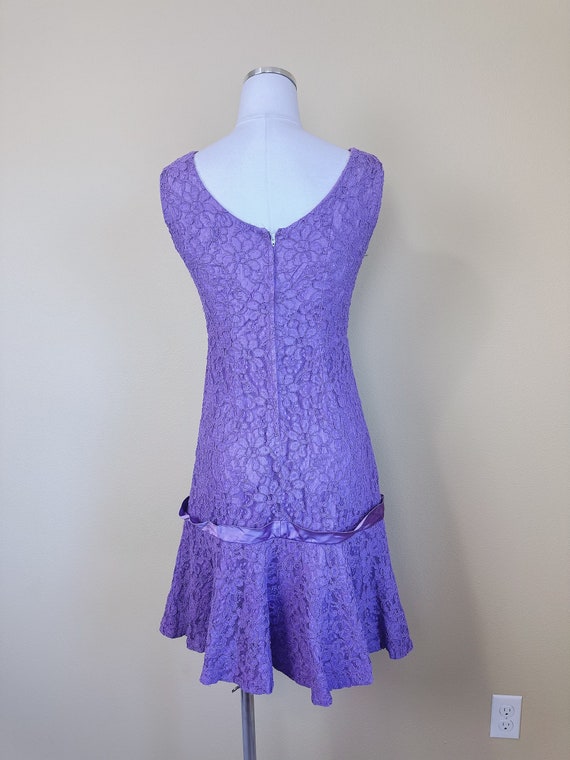 1960s Vintage Purple Lace Drop Waist Dress / 60s … - image 4