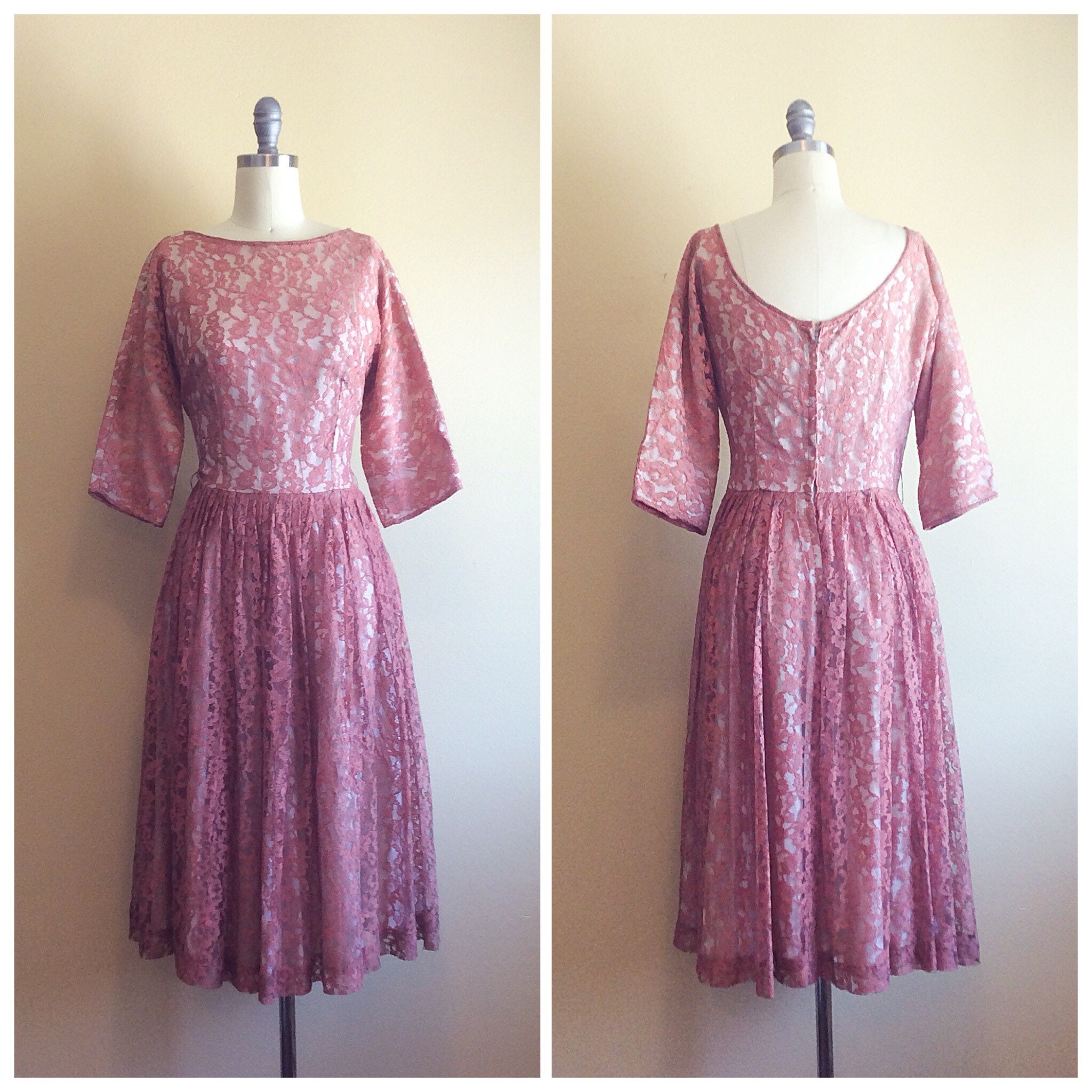 mauve fit and flare dress