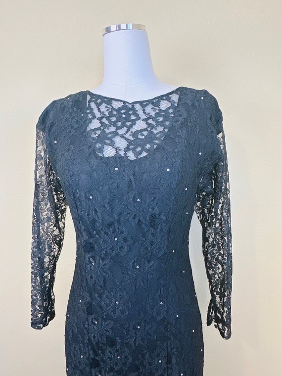 1980s Halston III Rayon Lace Flounce Skirt Dress … - image 7