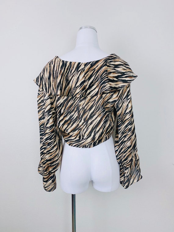 1990s Vintage Tiger Stripe Y2K Crop Top /  Animal… - image 5