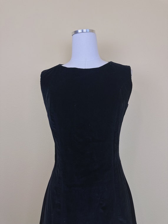 1960s Black Velvet Shift Dress with Heavy Beading