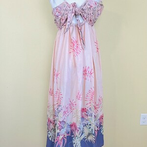 1970s Vintage Pink and Purple Floral Maxi Dress / 70s Cotton Reversible Hibiscus Gown / Size Large XL image 4