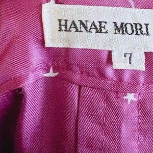 1980s Hanae Mori Tops Silky Blouse / 80s Magenta Pleated Ascot Star Print Butt Up Shirt / Small Medium image 7