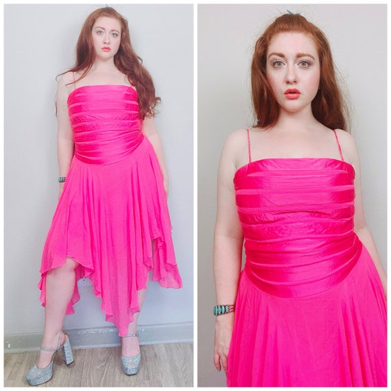 Y2K Vintage BCBG Pink Silk Striped Party Dress / … - image 1