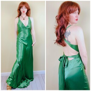 90s Giving Atonement Gorgeous Green Bias Cut Gown / Vintage Silky Crossback  Romantic Dress / Medium - Etsy