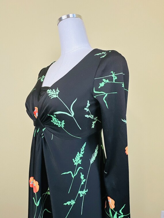 1970s Vintage Homemade Poppy Print Dress / 70s Or… - image 5