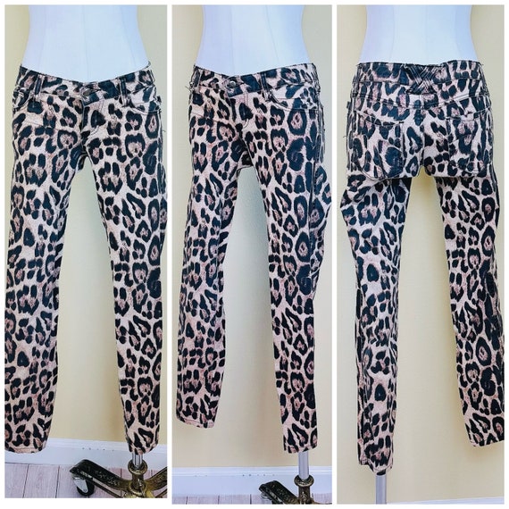 1990s Tripp NYC Leopard Print Low Rise Jeans / 90… - image 1