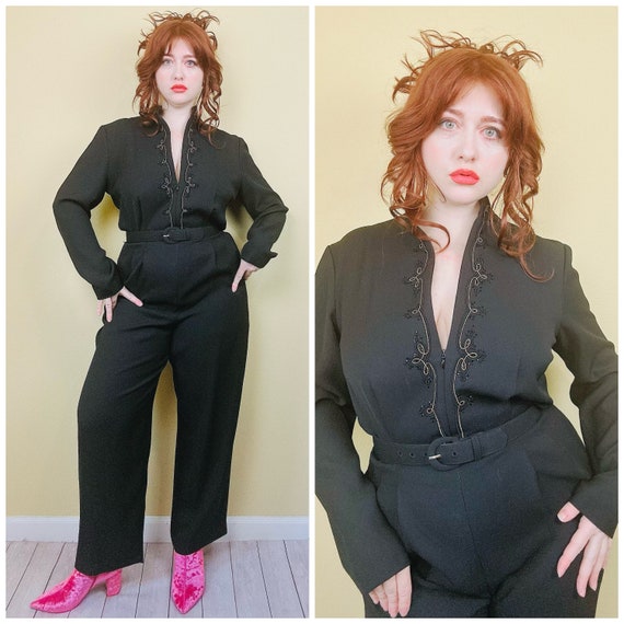 1990s Vintage Liz Claiborne Crepe Jumpsuit / 90s … - image 1