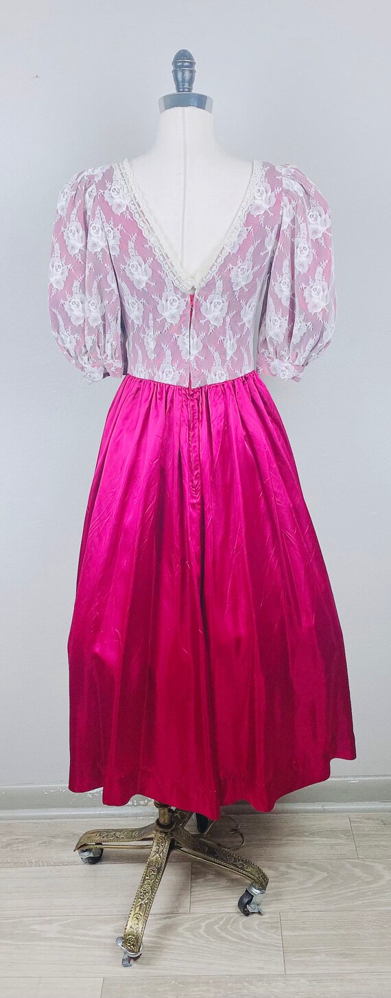 1980s Vintage Maroon Princess Cut Party Dress / 8… - image 4