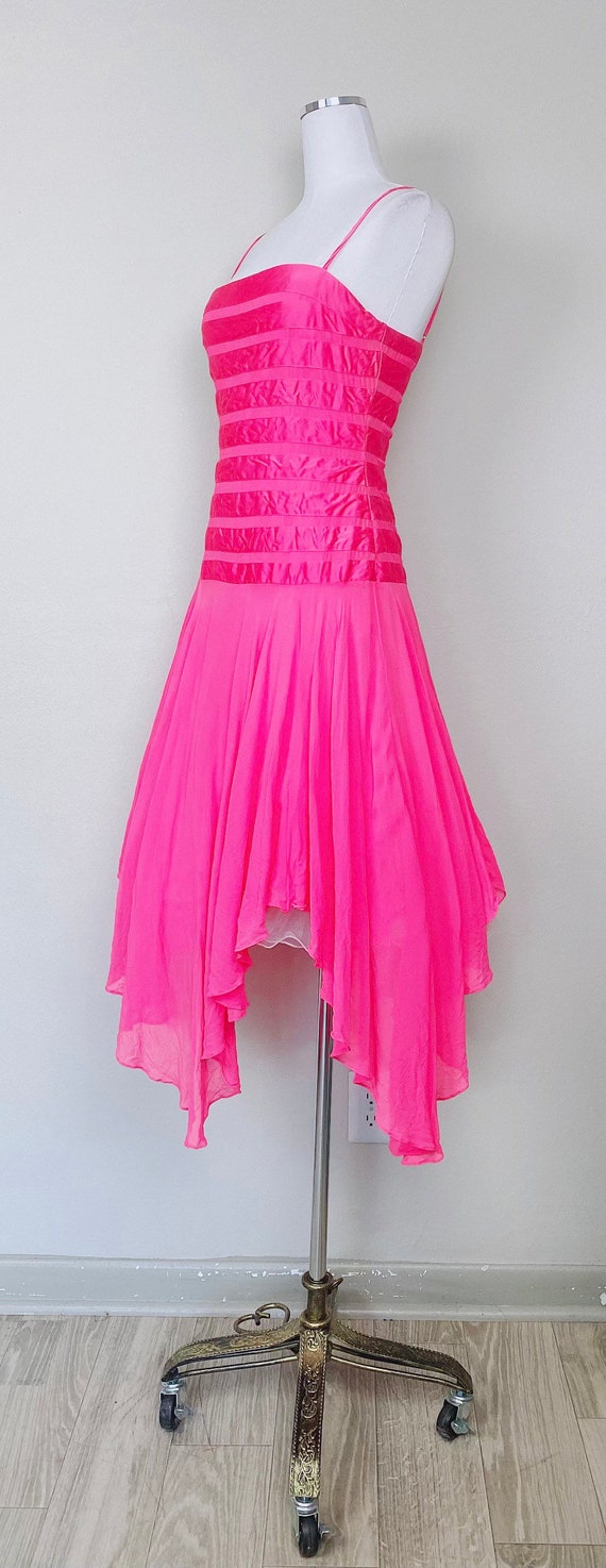 Y2K Vintage BCBG Pink Silk Striped Party Dress / … - image 5