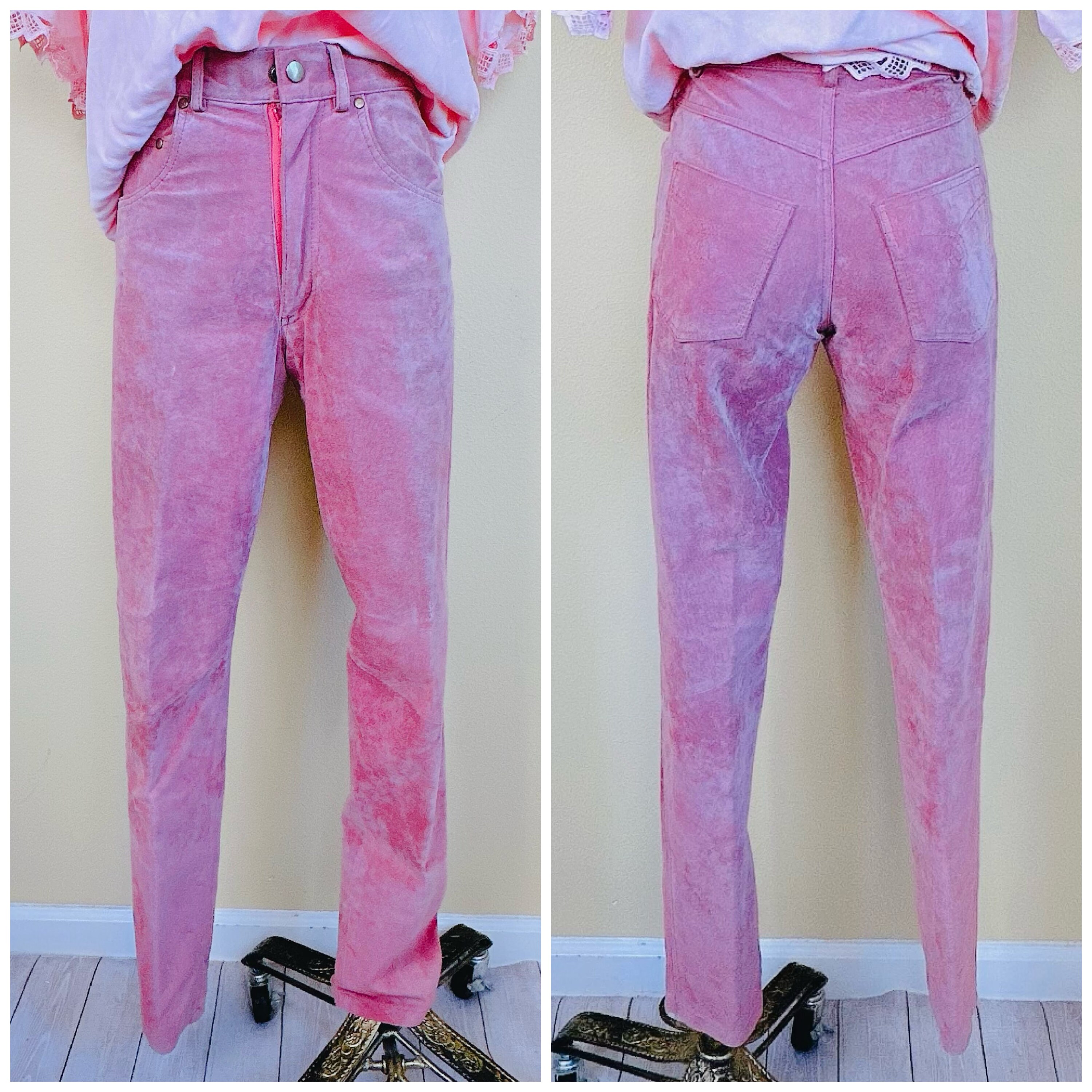 Pink Suede Pants Etsy UK