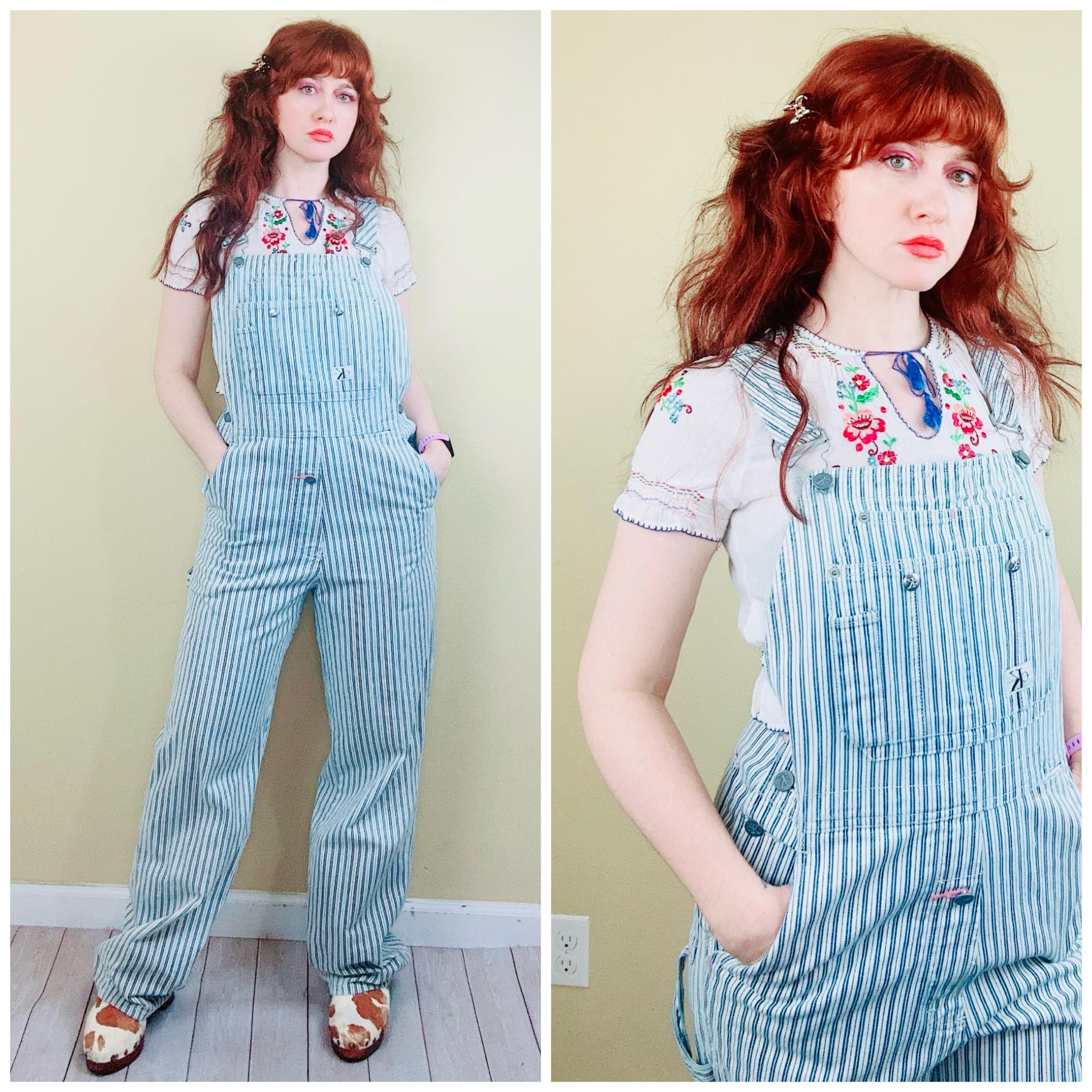 メンズ 90s POST OVERALLS 1st type ヒッコリー サイズS