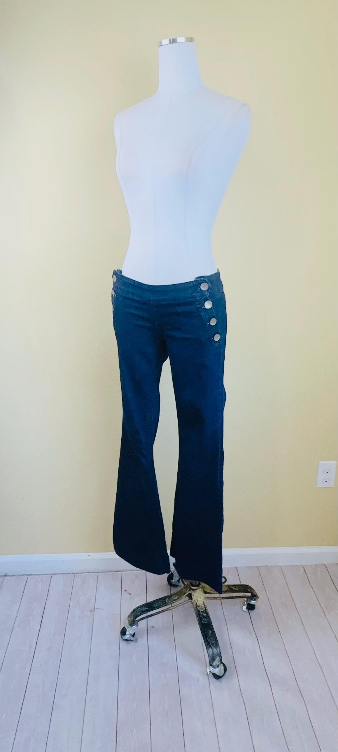 Y2K Low Rise Flared Jeans: Zana Di Dark Wash Nautical Pants - Etsy