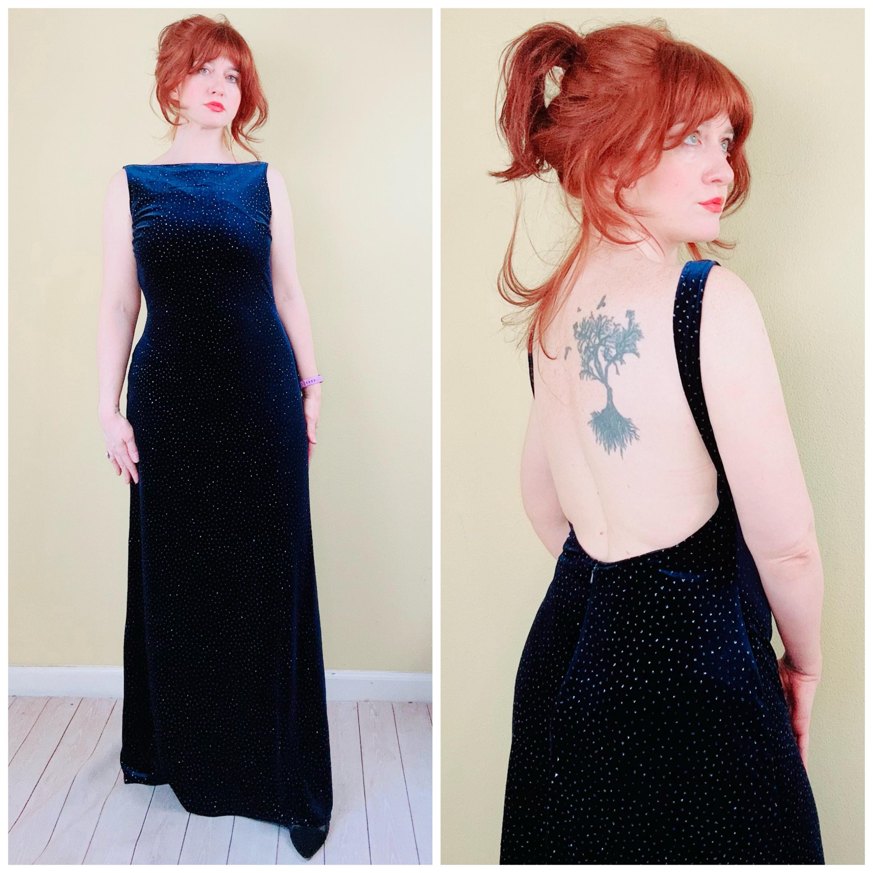 90s Velvet Dress Large - Etsy