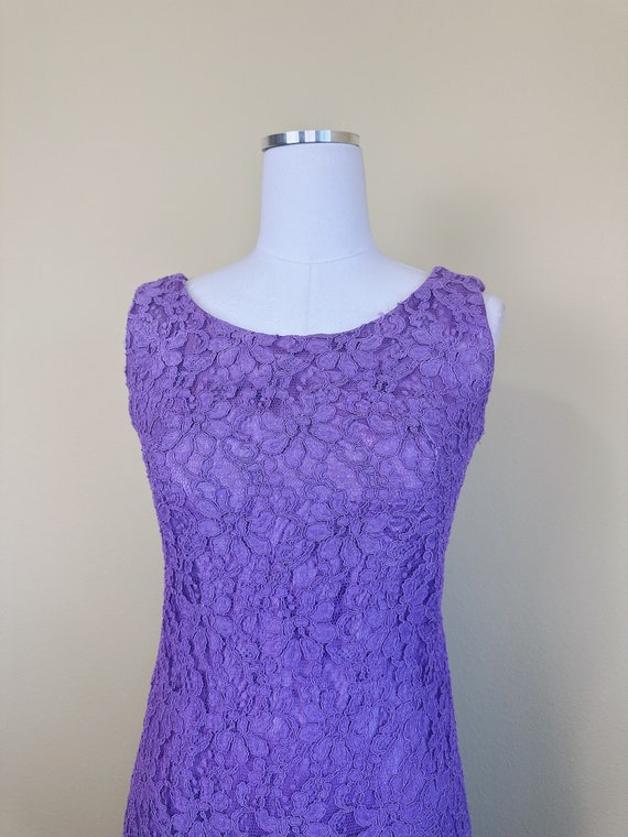 1960s Vintage Purple Lace Drop Waist Dress / 60s … - image 6