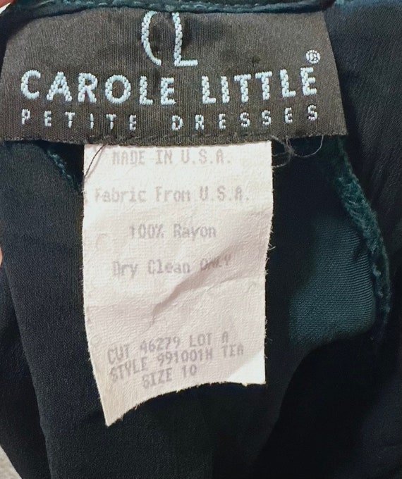 1990s Vintage Teal Carole Little Velvet Burn Out … - image 7