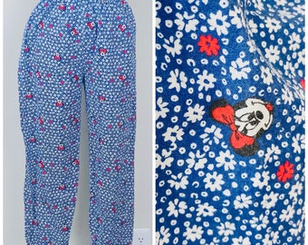 Pantalon Minnie Mouse en coton rouge et Bue vintage des années 90 / Pantalon taille élastique Zubaz imprimé fantaisie des années 90 / Taille Medium