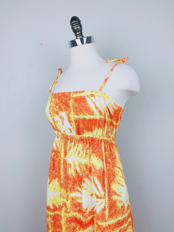 1970s Vintage Pomare Yellow and Orange Leaf Print… - image 7