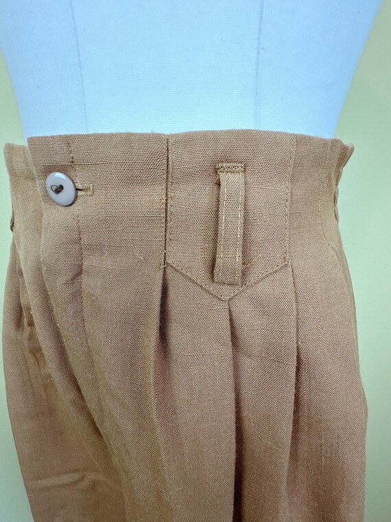 1980s Casablanca Brown Rayon Trousers / 80s High … - image 7
