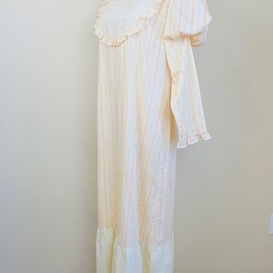 1970s Vintage Cotton Yellow Floral Ruffled Maxi Dress / 70s Mutton ...