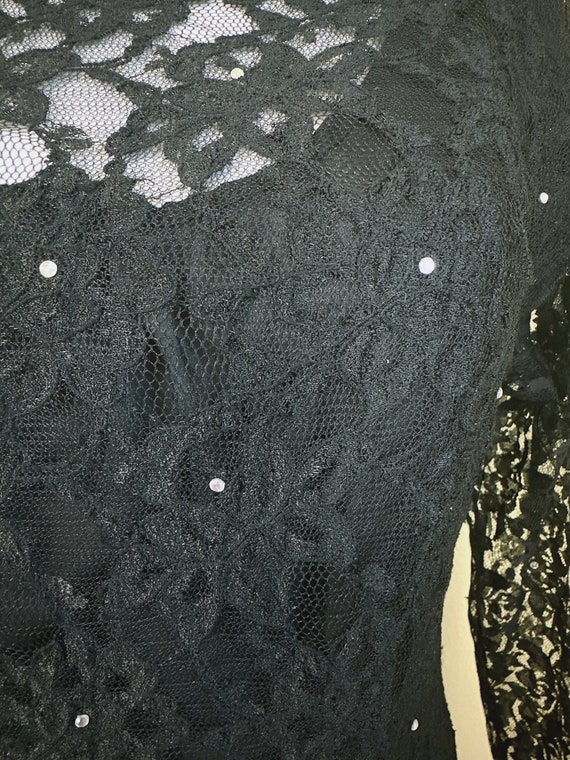 1980s Halston III Rayon Lace Flounce Skirt Dress … - image 6