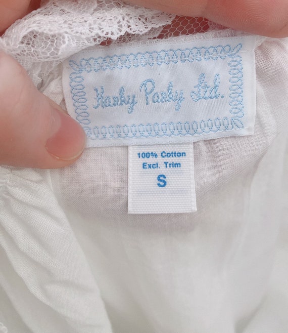 1980s Vintage Hanky Panky White Cotton Lace Hem S… - image 8