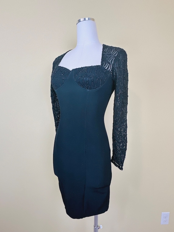 1990s Vintage Zum Zum Stretch Lace Mini Dress / 9… - image 3
