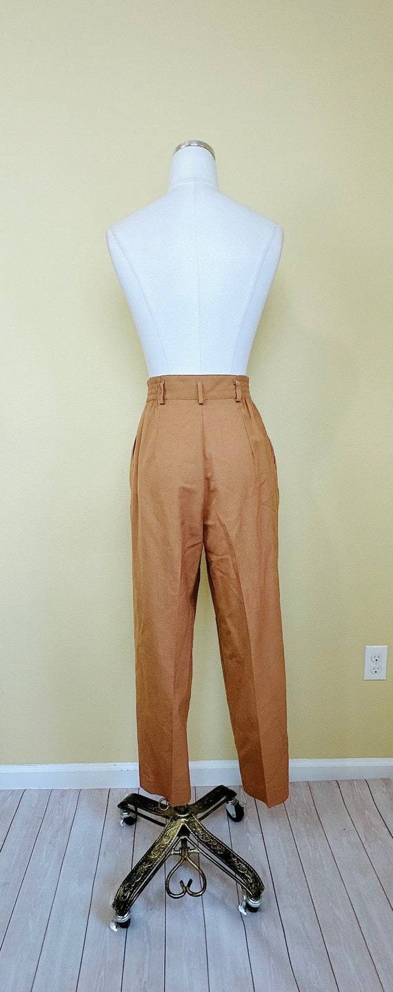 1980s Casablanca Brown Rayon Trousers / 80s High … - image 4